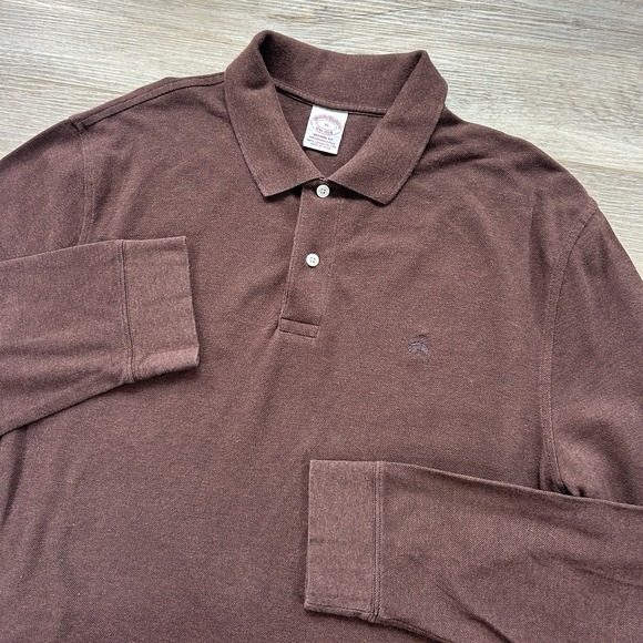 Brooks Brothers Other - Brooks Brothers XL Performance Knit Polo Long Sleeve Cotton Chocolate Brown